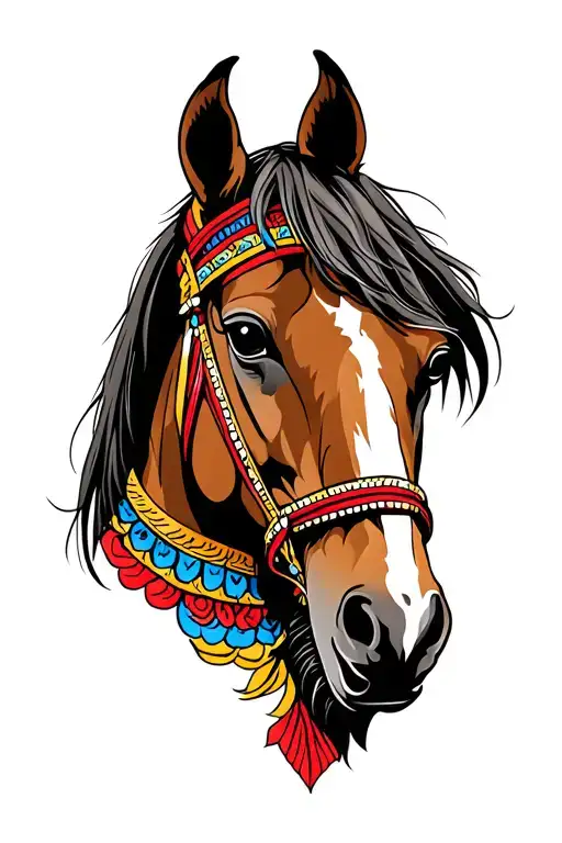 arabian horse head tattoo design idea