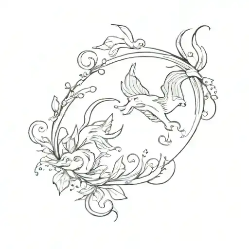 mythical and magic flowing tattoo design idea