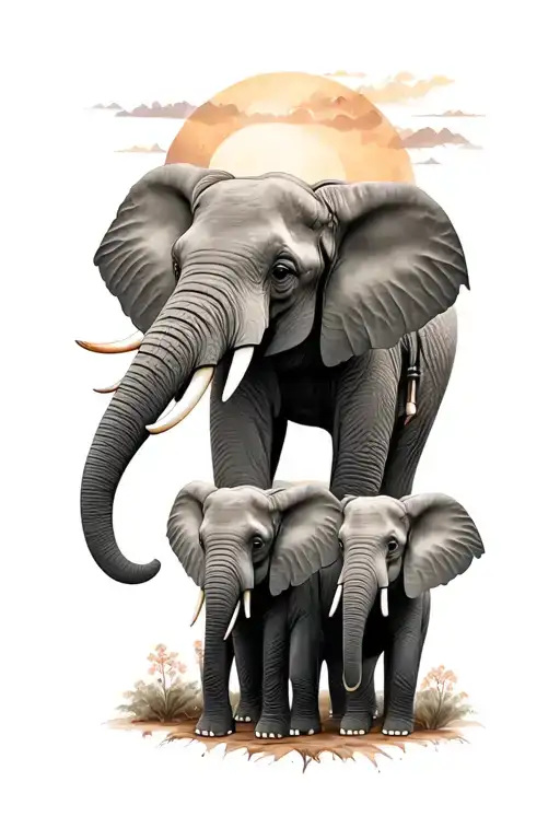 4 elephants family tattoo tattoo design idea