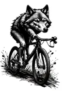 cycling wolf steampunk tattoo design idea