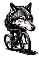 cycling wolf steampunk tattoo design idea