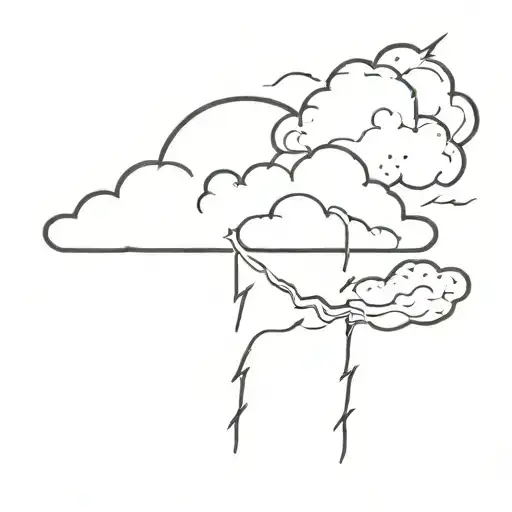 a cloud permeated by a lightning striking tattoo design idea