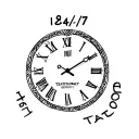 "24/7 18:08 " clock face tattoo design idea