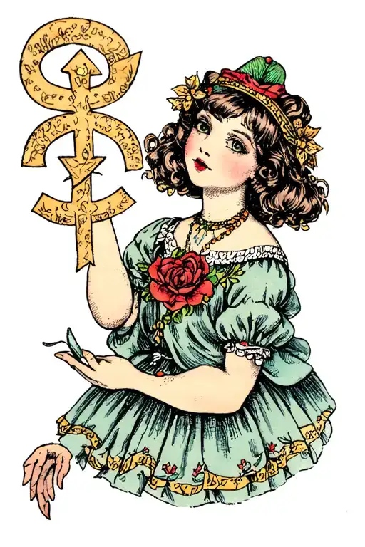 A girl with a lucky symbol tattoo design idea