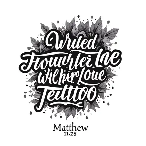 Matthew 11:28 bible verse tattoo design idea
