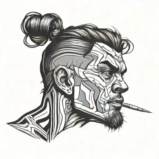 sketch tatoo overthinker man very simple drawing just a few lines tattoo design idea