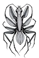 Praying Mantis Line Drawing abstract tattoo design idea