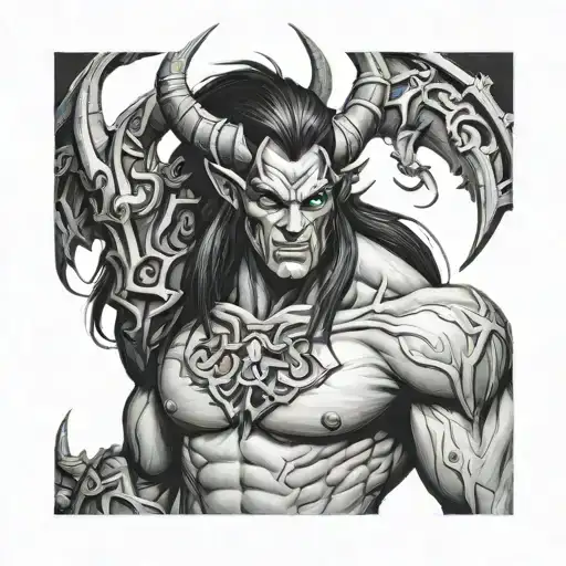world of warcraft illidan stormrage tattoo design idea