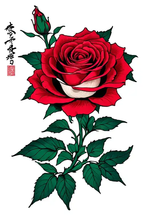 long stemmed rose tattoo design idea