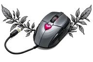 Computer gaming mouse with cord and heart  tattoo design idea