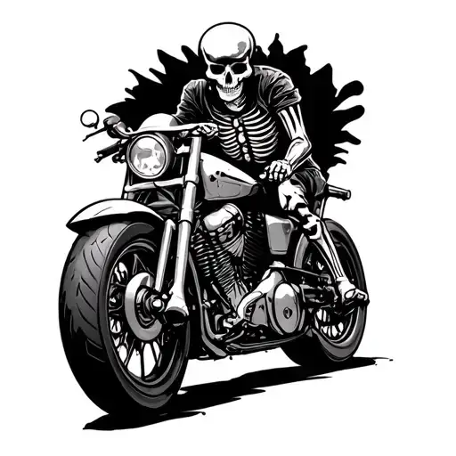 skeleton biker on a motorcycle tattoo design idea