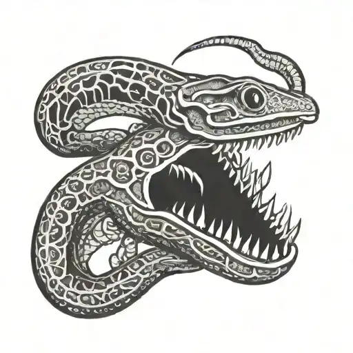 eel with partly skeleton tattoo design idea