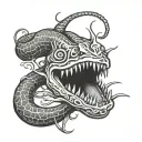 eel with partly skeleton tattoo design idea