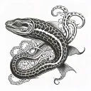 eel with partly skeleton tattoo design idea