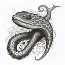 eel with partly skeleton tattoo design idea