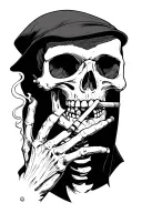 Skeleton smoking a cigarette tattoo design idea