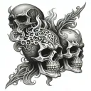 skulls smoke flames tattoo design idea