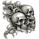 skulls smoke flames tattoo design idea