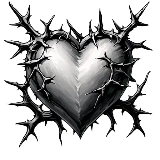 heart and thorns growing tattoo design idea