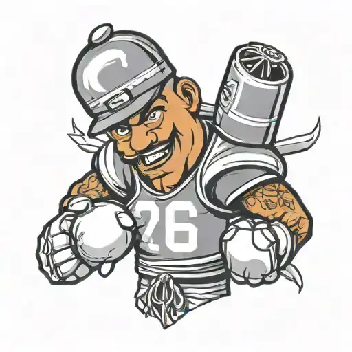 cartoon juice box wearing a football jersey with boxing gloves  tattoo design idea