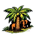 Palm Tree 3 litle bears tattoo design idea
