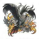 scorpio, eagle, phoenix rising from ashes tattoo design idea