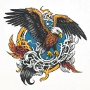 scorpio, eagle, phoenix rising from ashes tattoo design idea