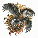 scorpio, eagle, phoenix rising from ashes tattoo design idea
