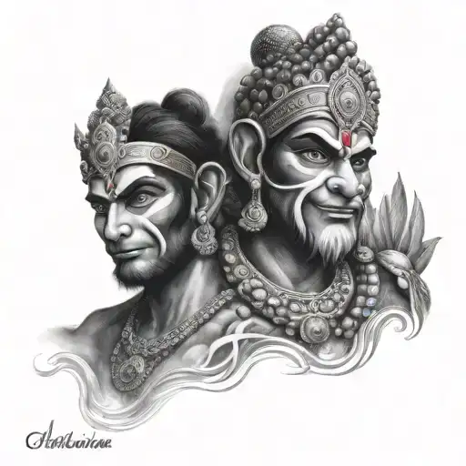 gada wirh hanuman ji Indian diety tattoo design idea
