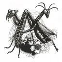 praying mantis tattoo design idea