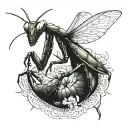 praying mantis tattoo design idea