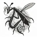 praying mantis tattoo design idea