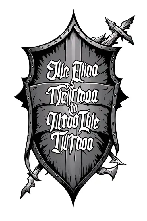 shield of faith bible verse written tattoo design idea