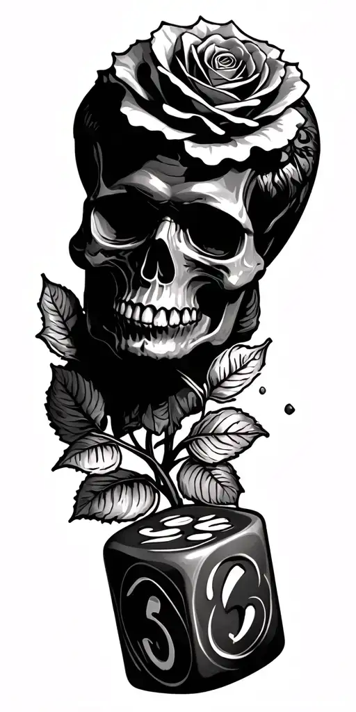skull Mandela dice money roses gangsta depression tattoo design idea