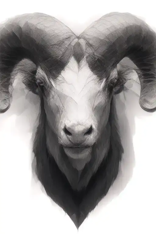 outlined ram head polygon tattoo design idea