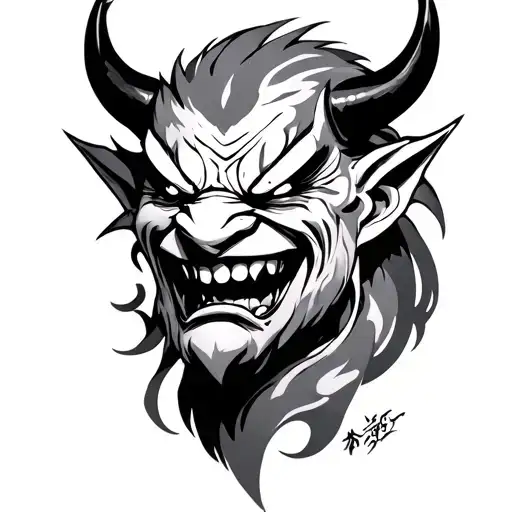 ahegao oni tattoo design idea