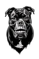 Pitbull dog with skull tattoo design idea