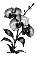 black orchid flower on stem tattoo design idea