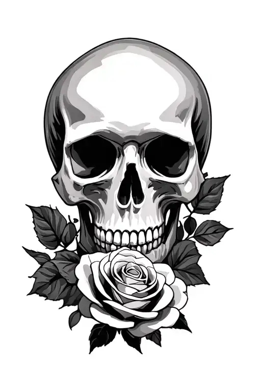 skull and roses tattoo design idea