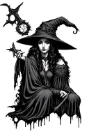 witchcraft scene tattoo design idea