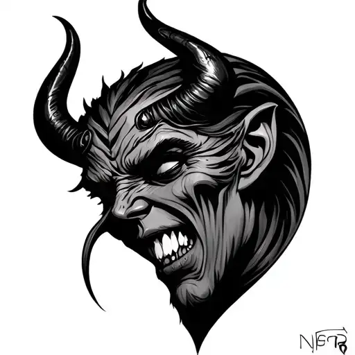 devil whispering  tattoo design idea