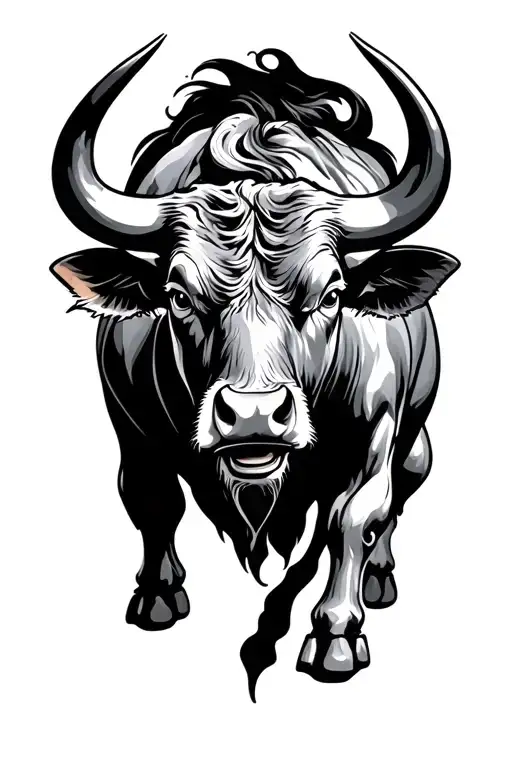 bull charging tattoo design idea