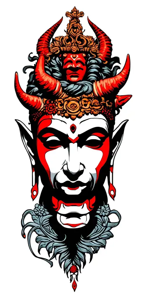 buda half meditating devil face tattoo tattoo design idea