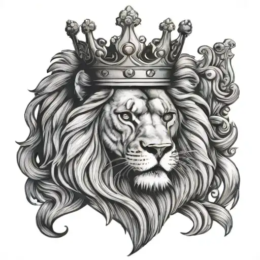 king queen and lion wearing a crown tattoo design idea
