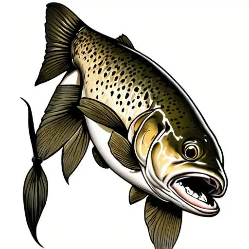 Brown Trout tattoo design idea