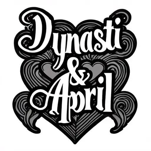 "Dynasti & April" name tattoo design hearts tattoo design idea