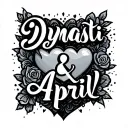 "Dynasti & April" name tattoo design hearts tattoo design idea