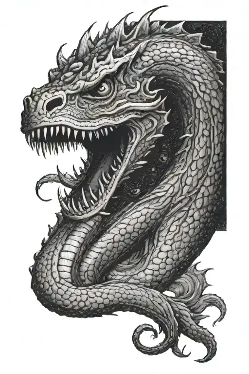 A majestic sea monster emerging from the depths, representing the bravery and strength of the Indian Army Infantry gorkha rifles tattoo design idea