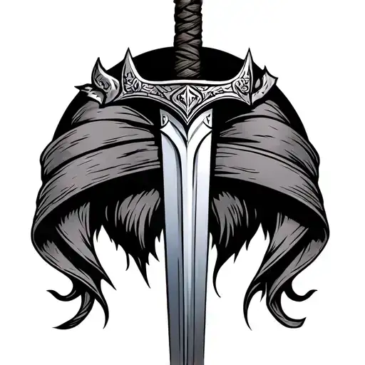Viking sword wrapped tattoo design idea