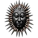 African war mask adorned in bullets forming tattoo design idea